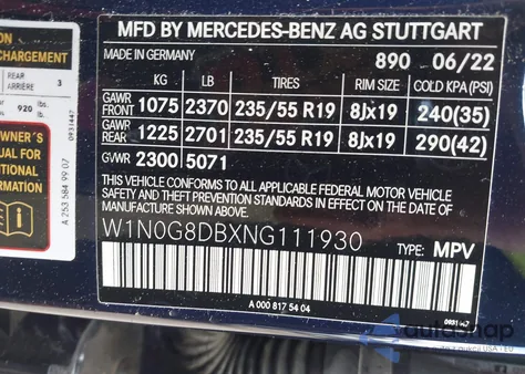 2022 Mercedes-Benz Glc 300 Suv z USA, uszkodzony, nr VIN W1N0G8DBXNG111930